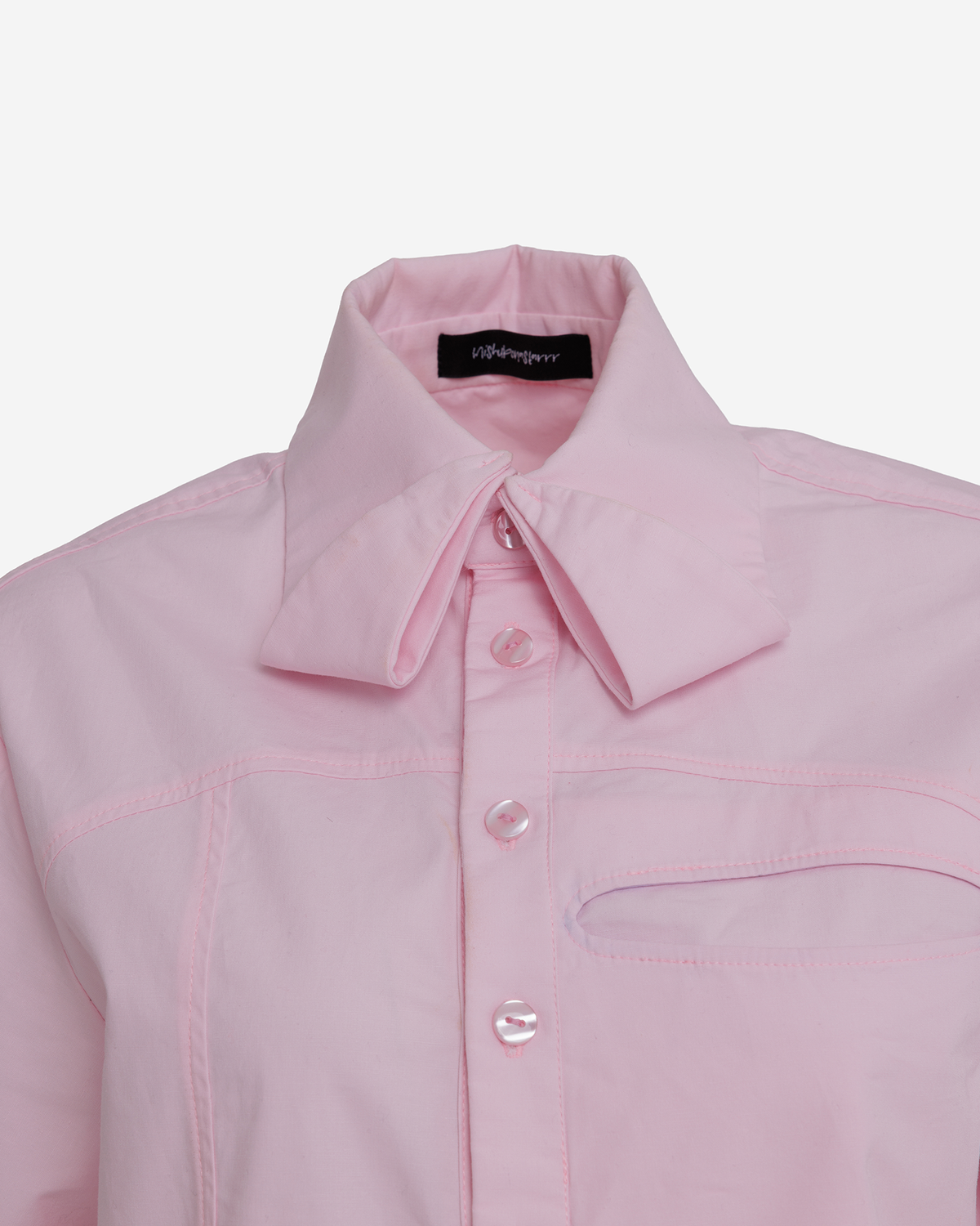 Bow Collar fit Shirt "AN" pink
